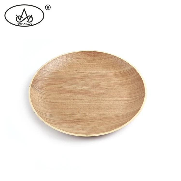 Factory Outlet Wholesale Price Round Food Tray Willow Wooden Fruit Snack Plates For Afternoon Tea