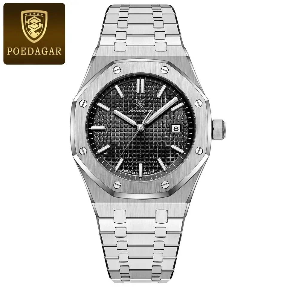 2024 POEDAGAR WATCH 924 Sport Stainless Steel Men  Luxury Business Watch For Me Waterproof Luminous Men Watch Quartz Clock reloj