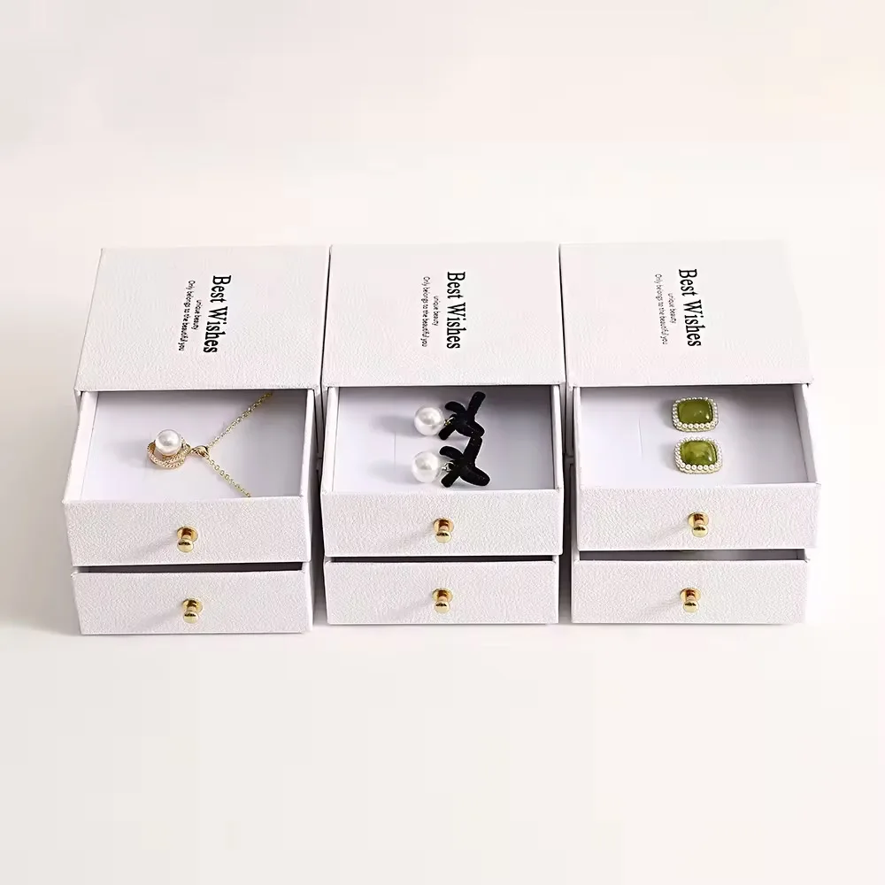 9*9cm Texture Paper Jewelry Sliding Box Jewelry Drawer Box Cardboard Ring Earrings Necklace Jewelry Packaging Box