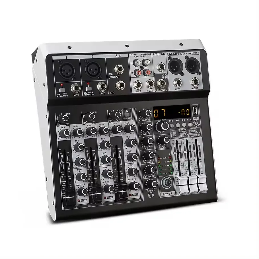 Hot selling Mini Dj Controller BT and Recording Cheap Price 4 Channel Mixer For Podcast Live Stream