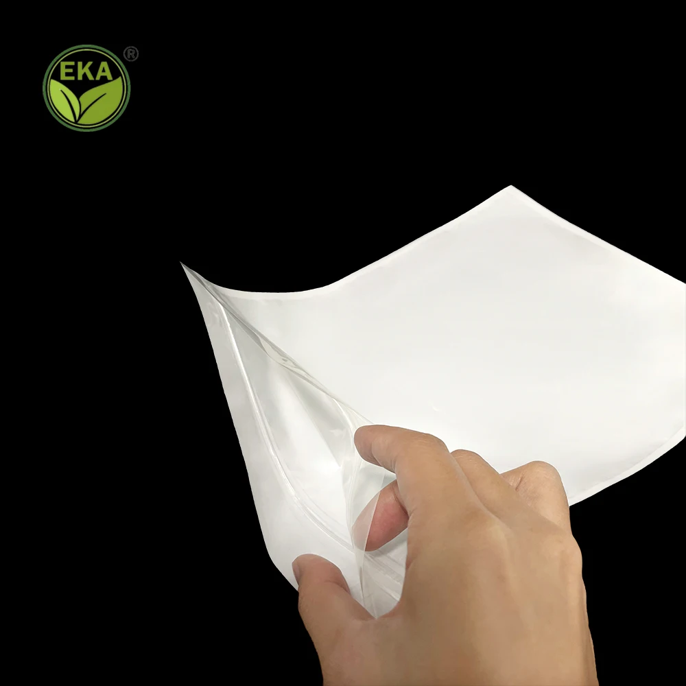 Eco Biodegradable Disposable Grip Seal T-Shirt Sleeve Skirt Underwear Clear Clothing Packaging White Kraft Paper Plastic Bag