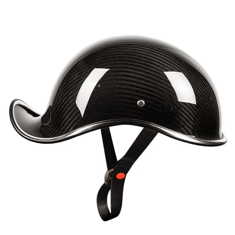 Vintage Carbon Fiber Half Helmet Cruise Chopper Biker Pilot Motorcycle Open Helmet