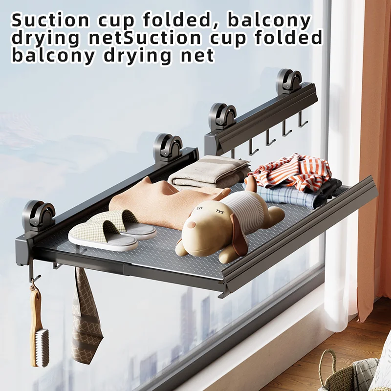 Wholesale Space-Saving Aluminium Foldable Wall-Mounted Clothes Drying Net with Detachable Hooks for Living Room Use