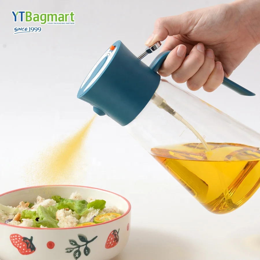 2 In 1 Glass Olive Oil Dispenser Sprayer Bottle For Kitchen Cooking