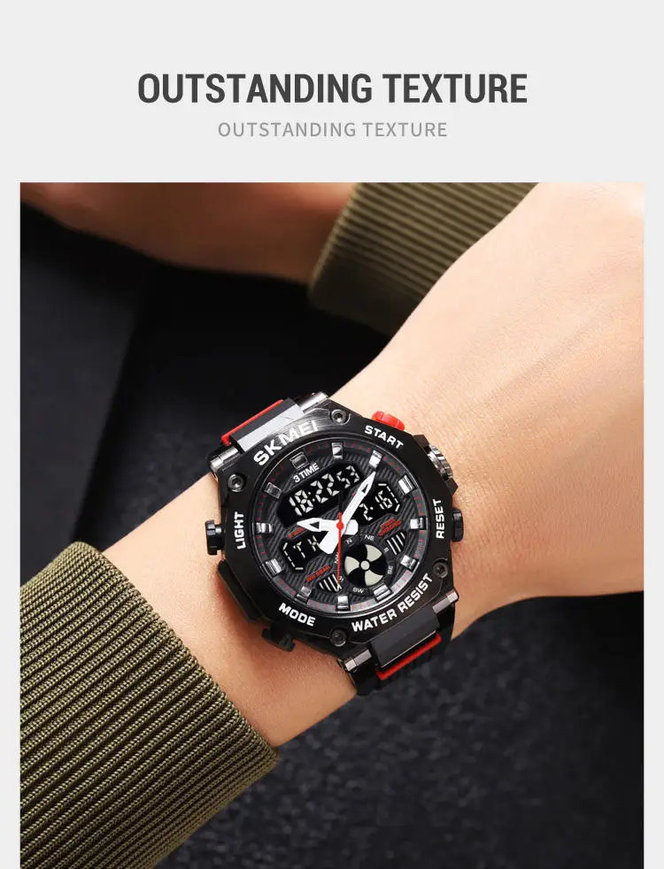 Skmei 2223 custom face  gents quartz watch stylish Silicone band double display Chronograph character business wrist watch