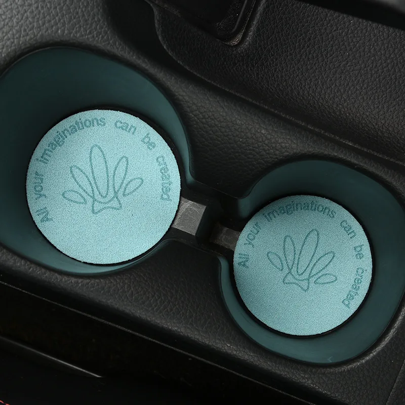 2024 Mini Car Cup Coaster Micro Suede Car Coasters Bulk Round Auto Interior Accessories