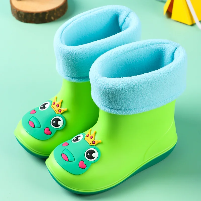Rain Boots Kids Boy Cute Tiger Frog Waterproof Light and Handy Water Toddler Shoes Girls Children Yellow Rain Boots