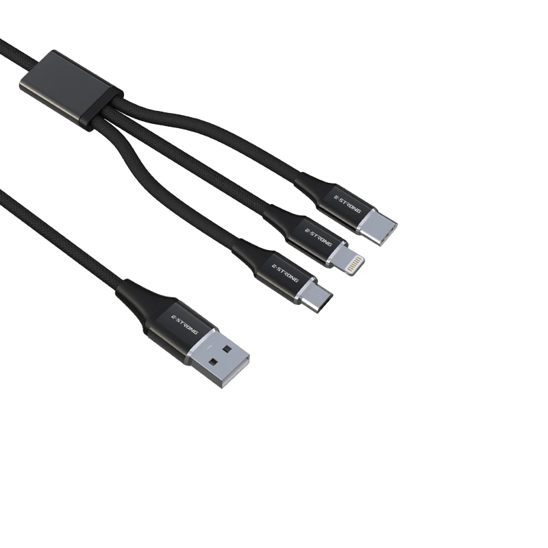 Nylon braided 3ft 6ft 10ft 3 in 1 usb 3.0 charger cable micro usb 8pin type C fast charging data cable for mobile phone