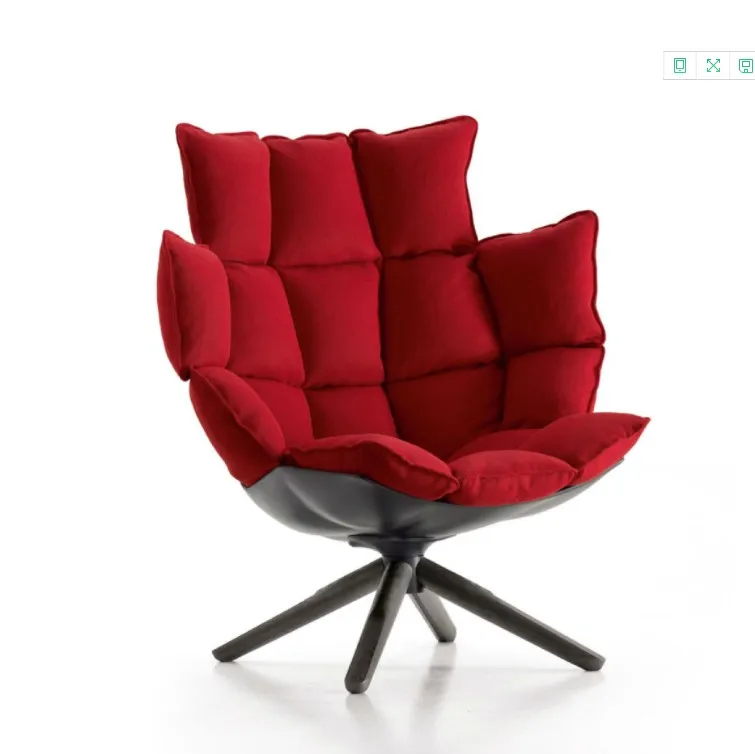 Italian style solid wood and velvet restaurant swivel modern living room fabric leisure lounge husk arm sofa chair