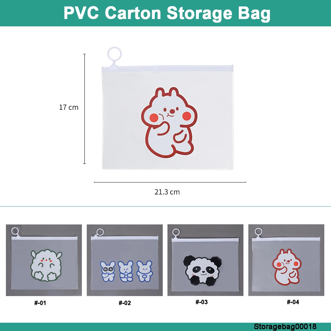 Cute cartoon file bag simple girl heart ring zipper bag student multi-functional transparent storage file bag