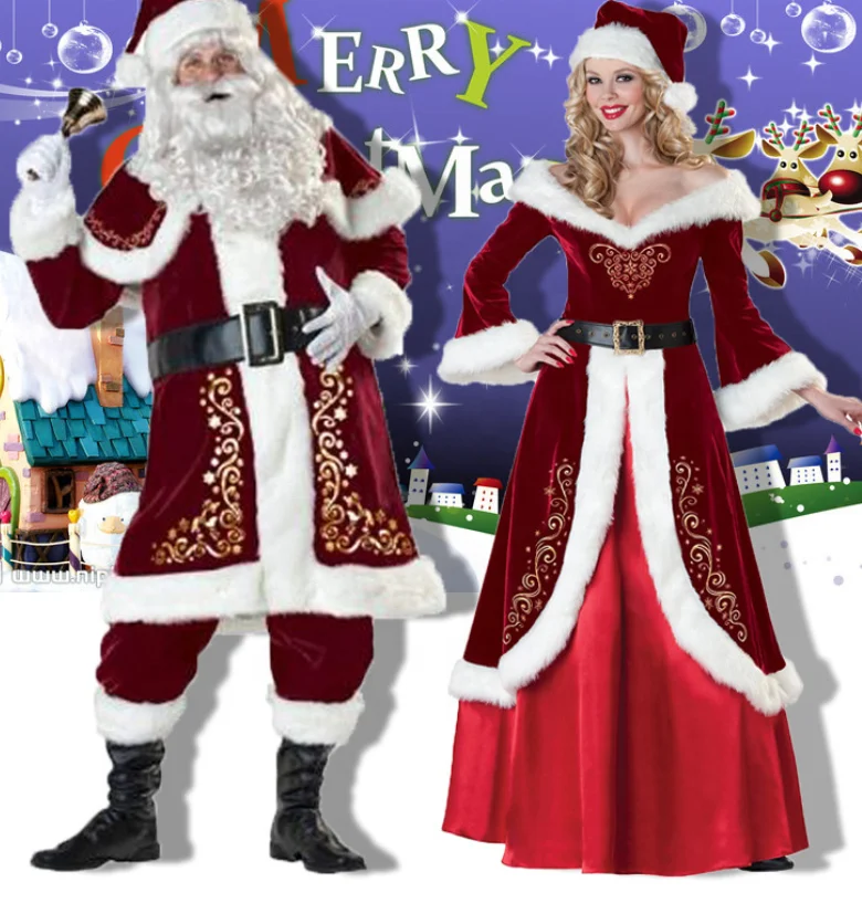 
Elegant Fancy Sexy Santa Claus Cape Mascot Christmas Costume 