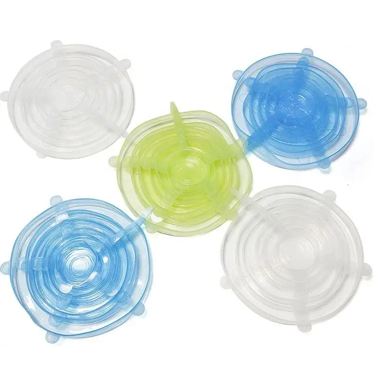 6 Pack Reusable Durable and Expandable Food Covers Silicone Stretch Lids OEM Bowls Silicone Lid Cover for Cup for Straw 10 Sets