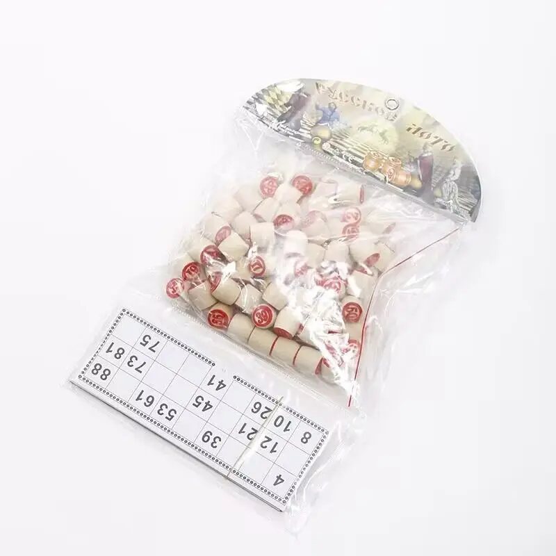 Factory Price Wood Bingo Game Chips, Paper Card Bingo Games Double Sides Wooden Digital  Educational Toy for Kid