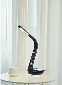 Indoor Lighting Flexible Arm Desk Lamp Digital Alarm Clock Table Light Wireless Chargering Table Lamp for Living Room