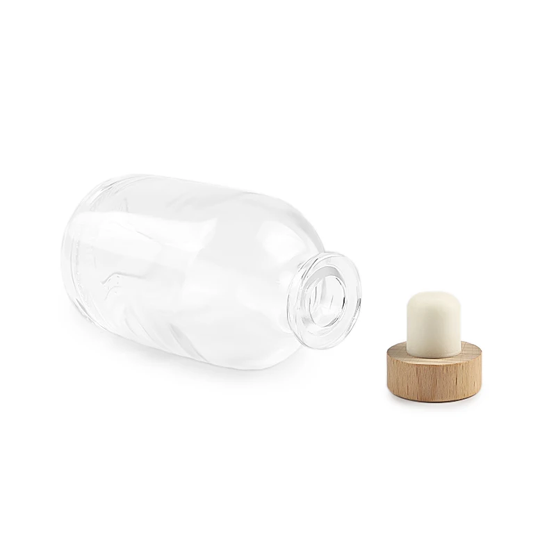 Clear Glass Bottles 12 oz 375ml for Wine Beverages Drinks with Cork Stopper Airtight Lid