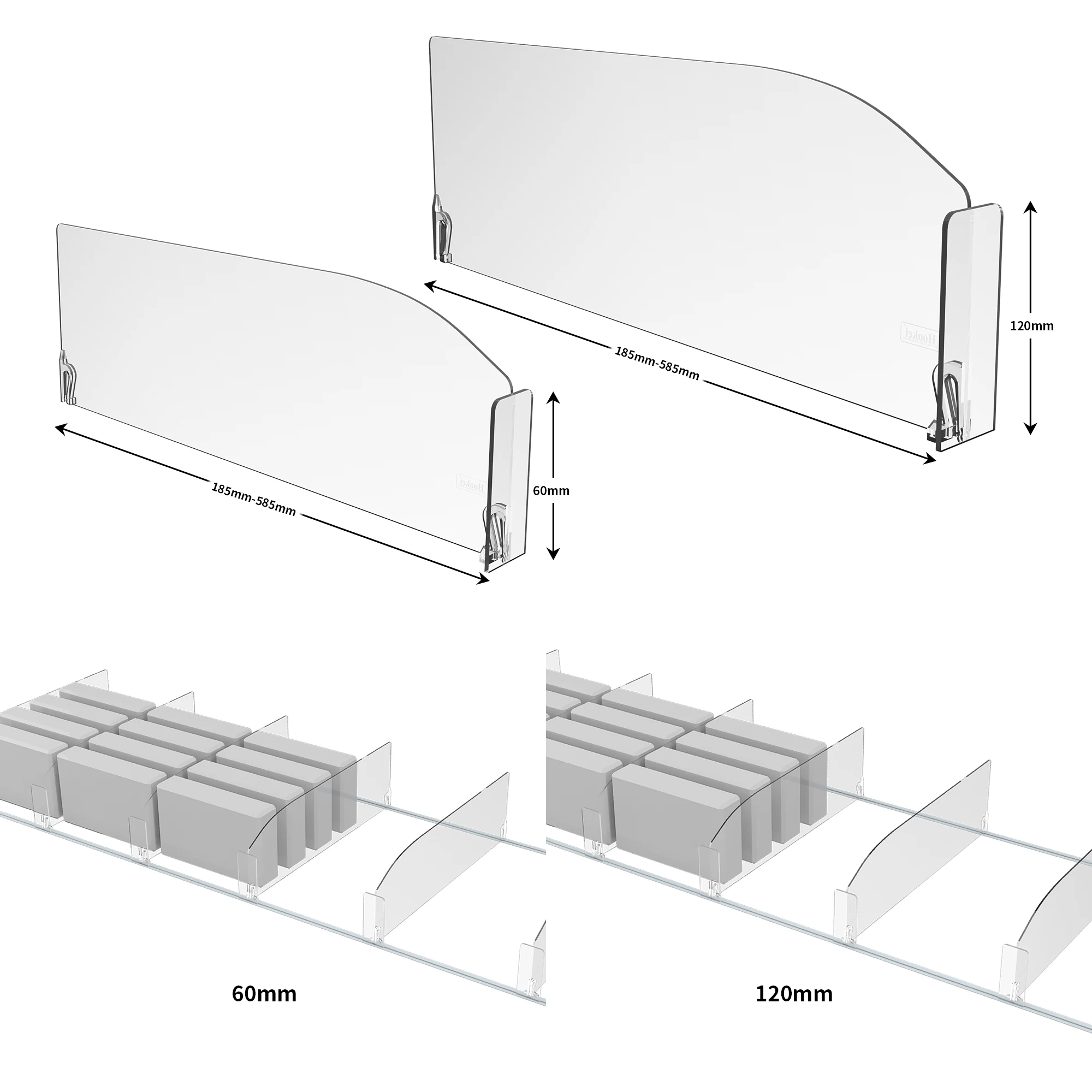 Shelves Stopper Rails Clear Plastic Product L Shape Breakable Magnetic Shelf Divider for Supermarket Grocery