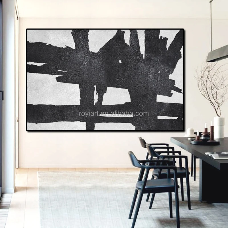 Amazon Top Seller Black and White Modern Art Contemporary Hand-made Canvas Oil Painting Factory Drop Shipping Ready To Ship