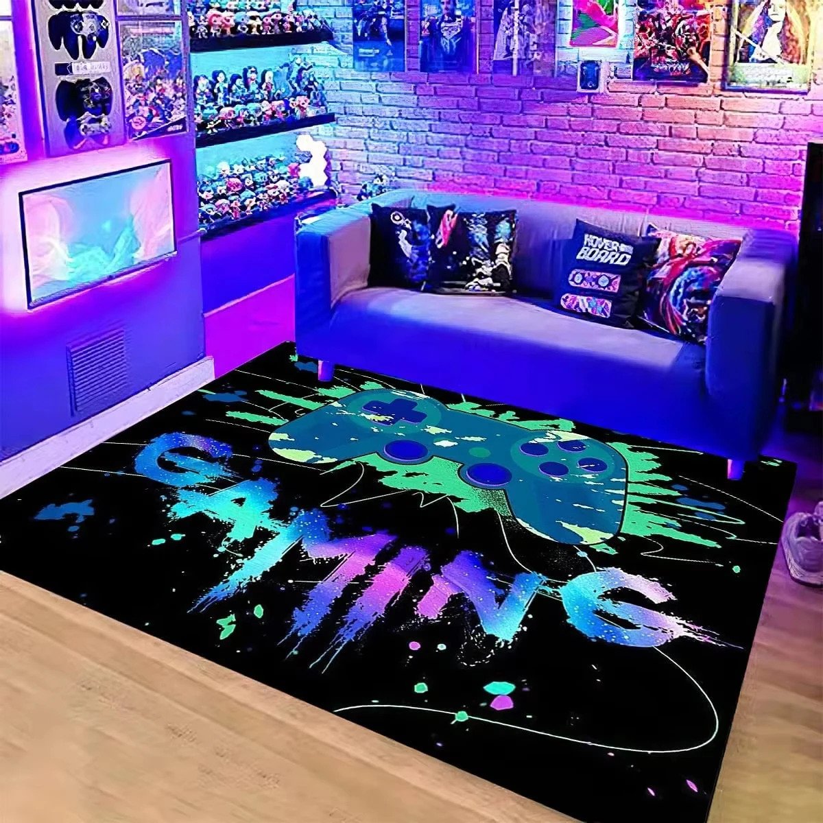 High Quality Home Carpet Cyberpunk Gaming Style Trendy Teen Washable Area Rug