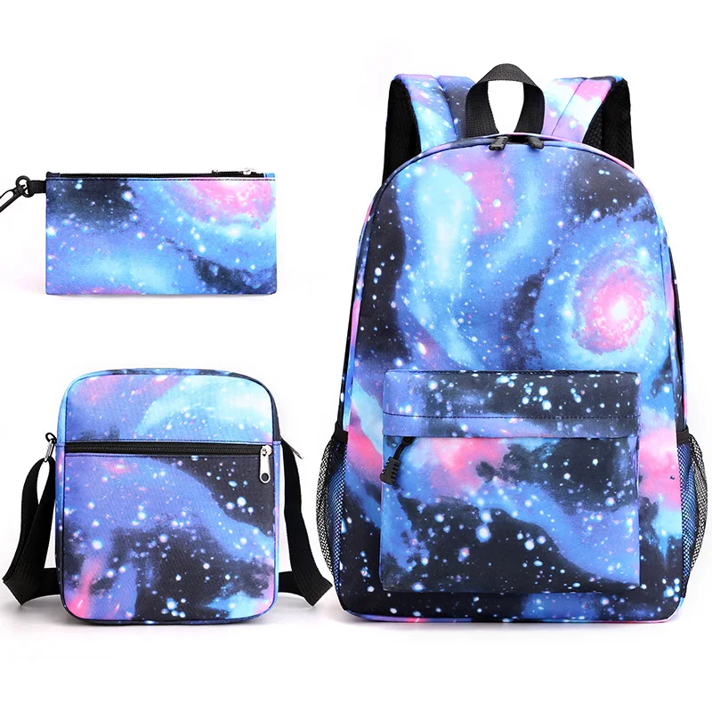 Mochila Custom 3D Full Printing School 3-piece set Backpack Low MOQ Polyester Teenager Daypack  with Pencil Case Shoulder Bag