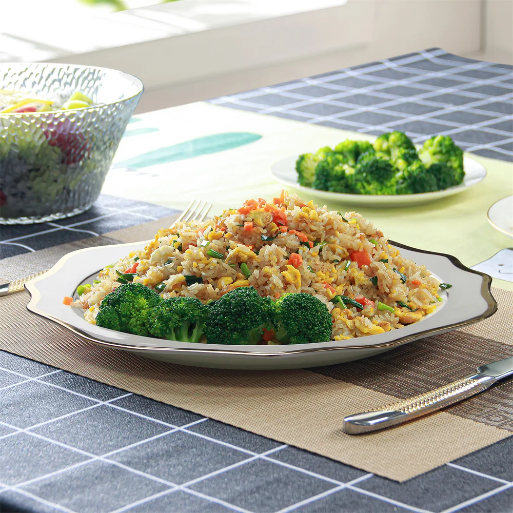 Wedding Bone china Sunflower Table Charger Plate Wholesale Luxury Restaurant Ceramic Irregular Decorative Dishes Set Gold Rim