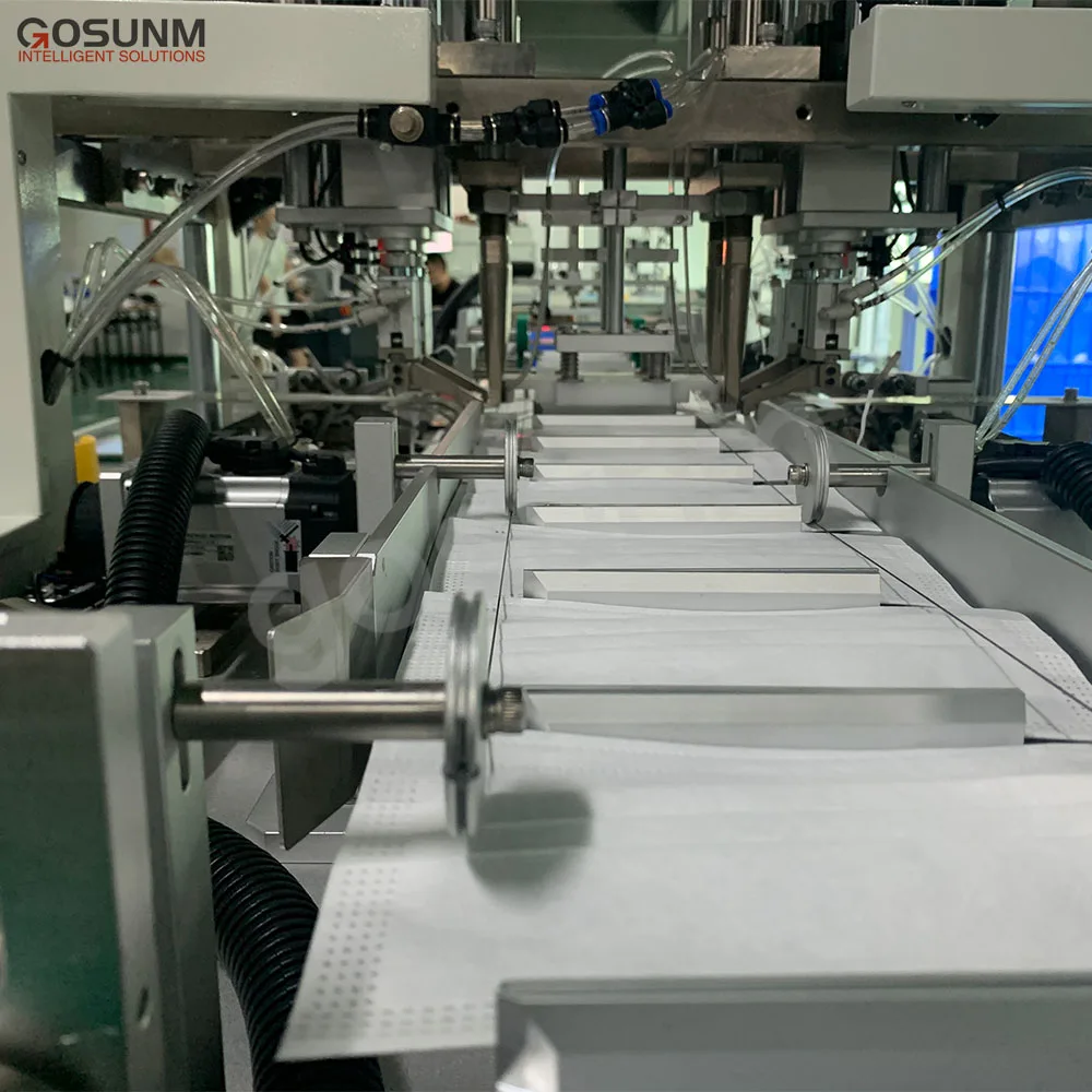 GOSUNM 200-220pcs per min 1+2 Flat Mask Production 3-Ply Machine high speed Full Automatic surgical mask making machine