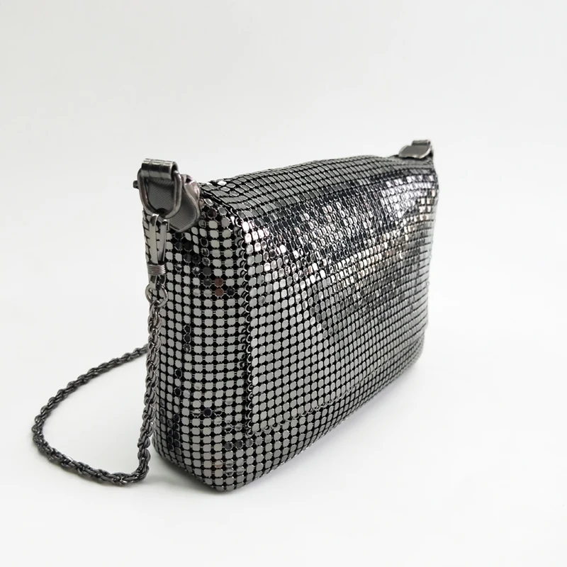 2020 Trendy Design Women Clutch Metallic Copper Sequin Chainmail Metal Mesh Evening Bag