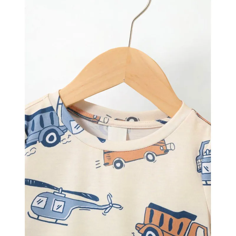 Summer Fashion Baby Casual Comfortable Short Sleeve Boy Car Print Graphic Crew Neck T-Shirt