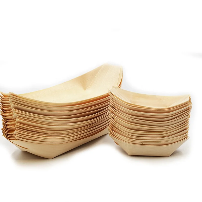 Eco-friendly Wooden Sushi Boat Serving Tray Disposable Food Plates