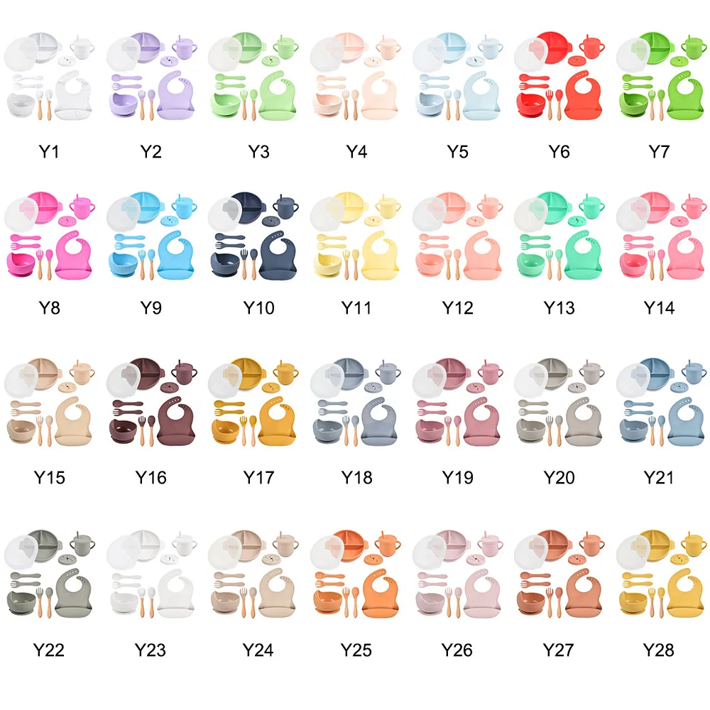 2024 Factory Wholesale Price Food Grade Dinner Feeder Plate Bib Silicone Baby Feeding Set