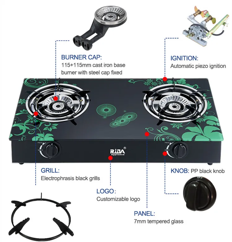 2 клапана чугунная 15 в Зажигалка Коммерческая газовая плита высокого давления