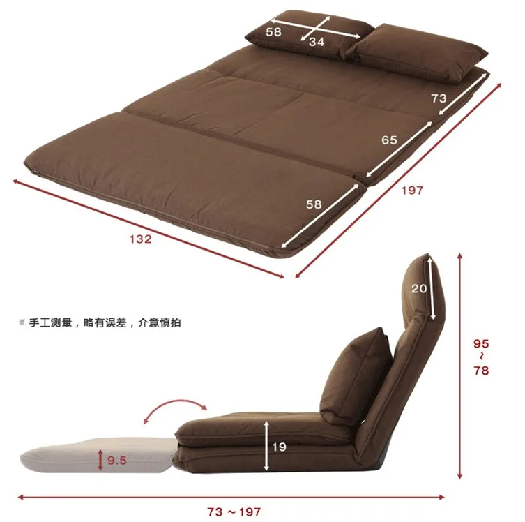 Soft Fabric Adjustable Lounge Folding Chair Tatami Folding Single Small Sofa Bed