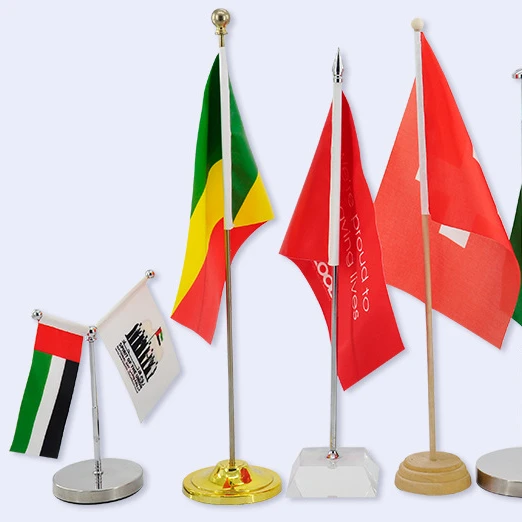 Single/ Double Side Mini Desk Flag With Metal Pole And Base Small Table Flag For Office