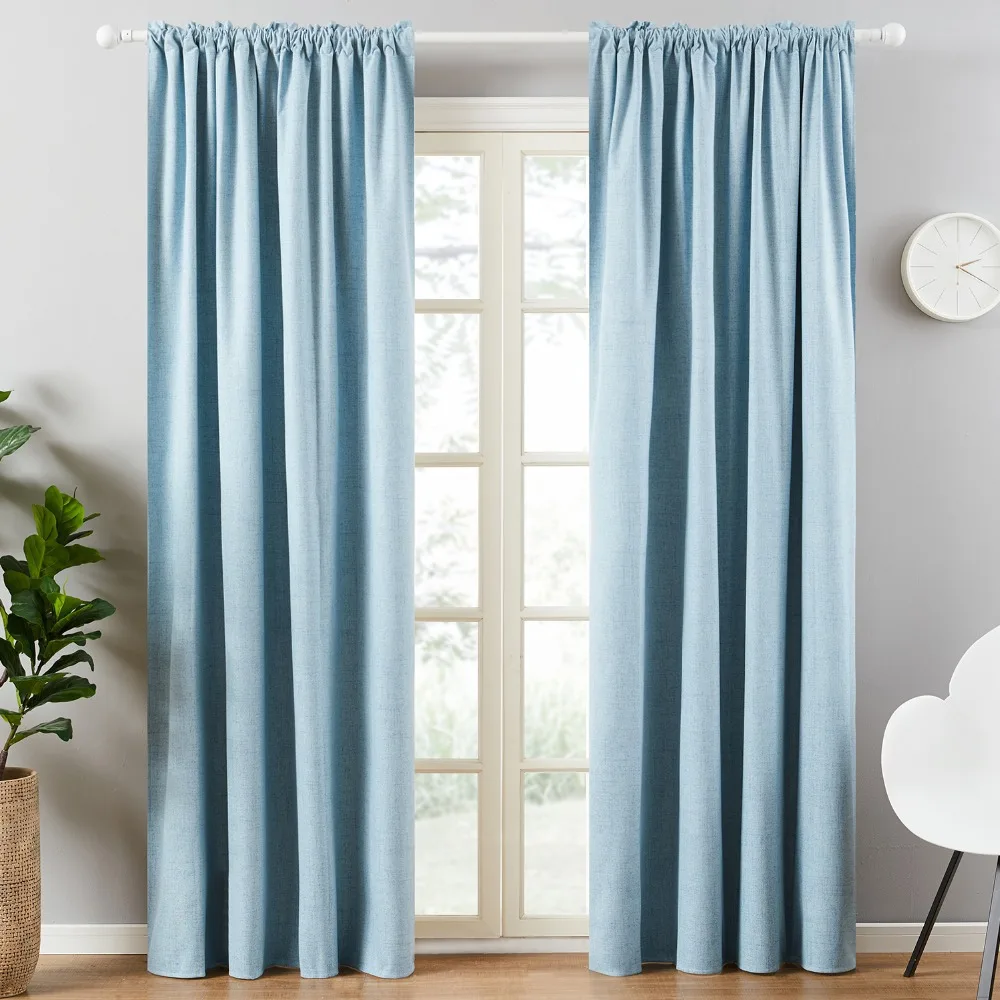 Modern Minimalist Coating Color Linen Hotel Bedroom Heat Insulation And Sun Protection Full Blackout Curtains