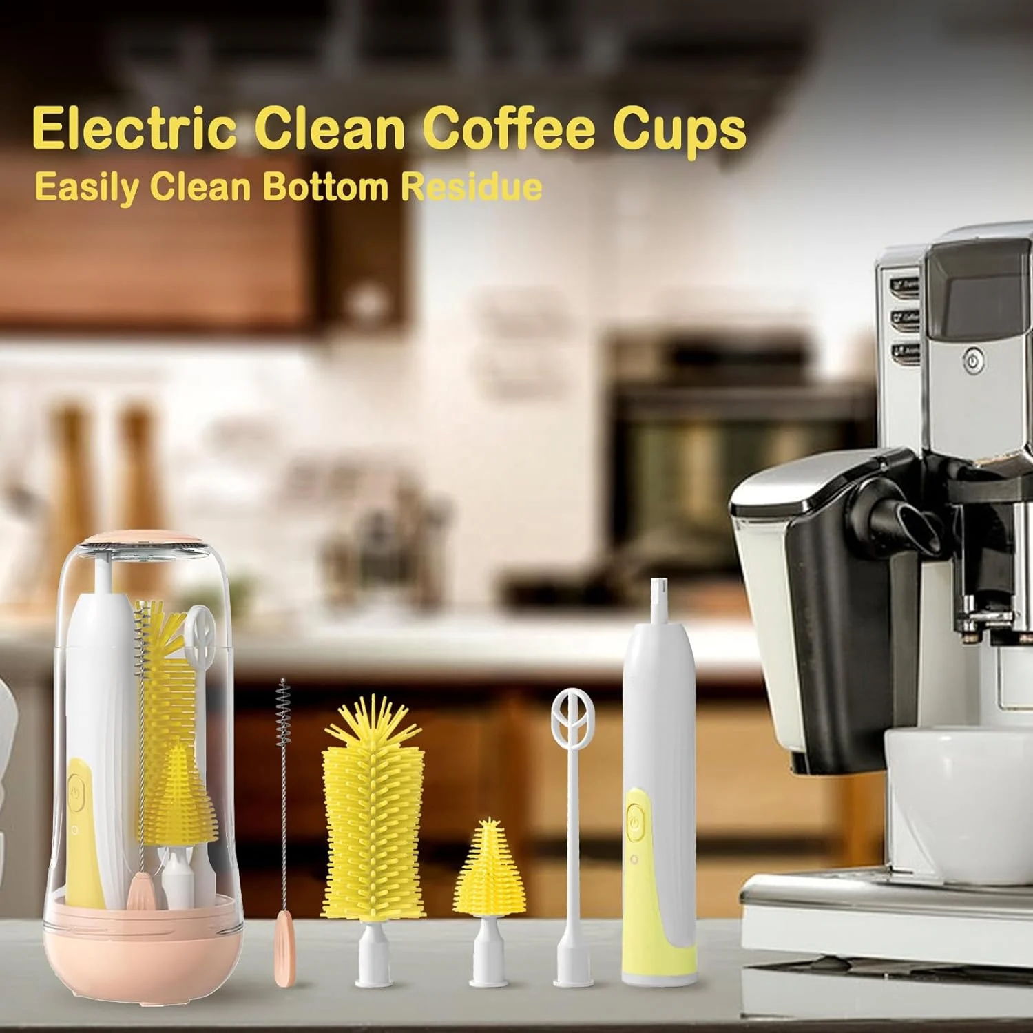 Travel Bottle Cleaner Kit With Electric Baby Bottle Brush Set And Drying Base Portable Silicone Baby Bottle Brush