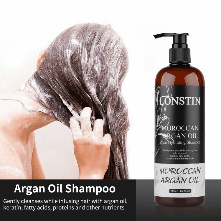 Private Label Natural Moisturizing Hair Care Product Organic Sulfate Free Moroccan Argan Oil Shampoo for brittle hair