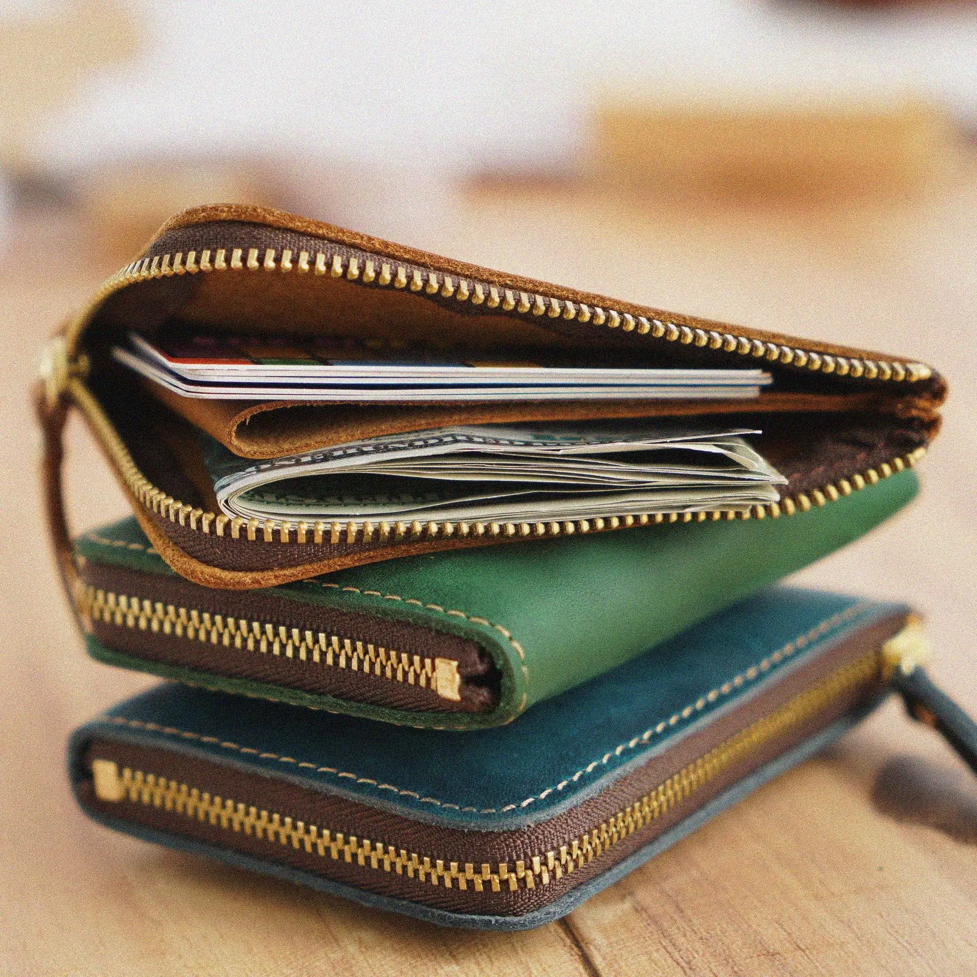 Stylish Minimalist Small Cowhide Leather Zipper Coin Wallet Purse Genuine Pouch Bag with Cardholder Hot Selling Money Storage
