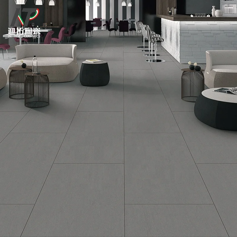 600x1200mm Matt plain grey full plorcelain tile rustic floor tiles non-slip wear-resisting restaurant clothing shop indoor