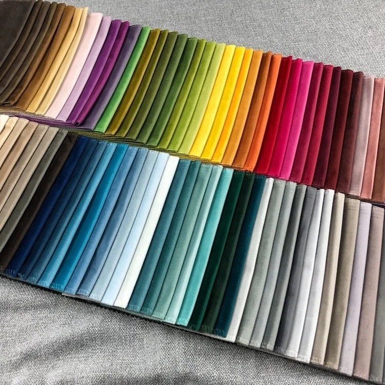 High quality home polyester mixed textile solid velour velvet fabric for sofa curtain