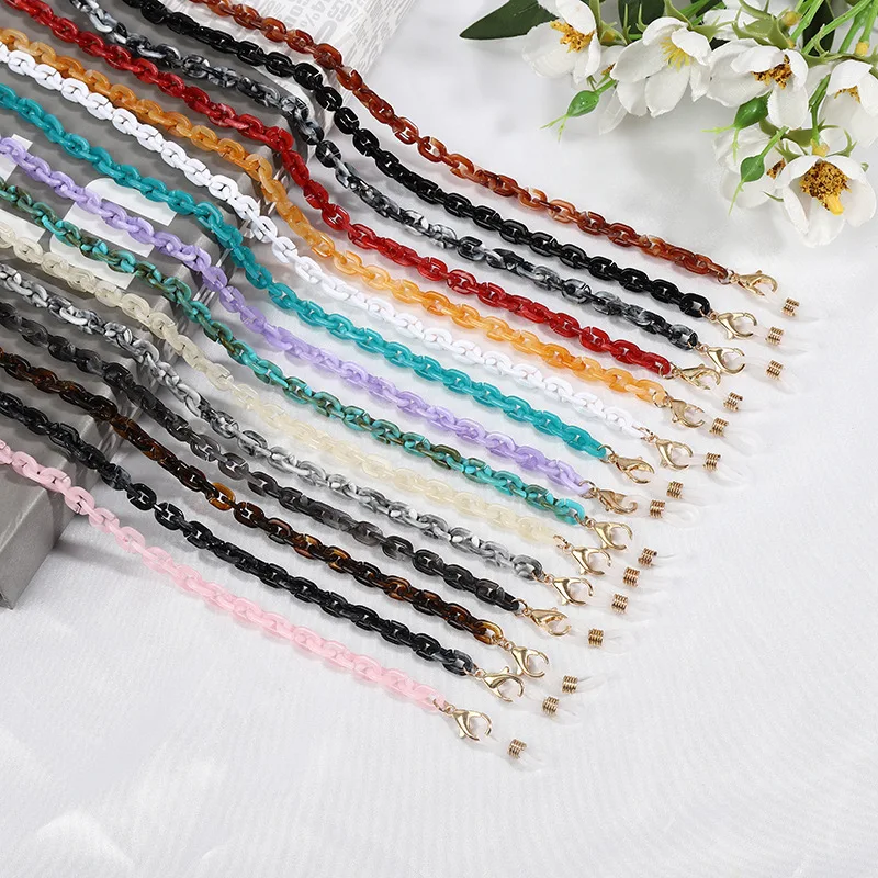 
 Stock hot sale acrylic resin mask maskholder chain eye glasses chain lanyard necklace  