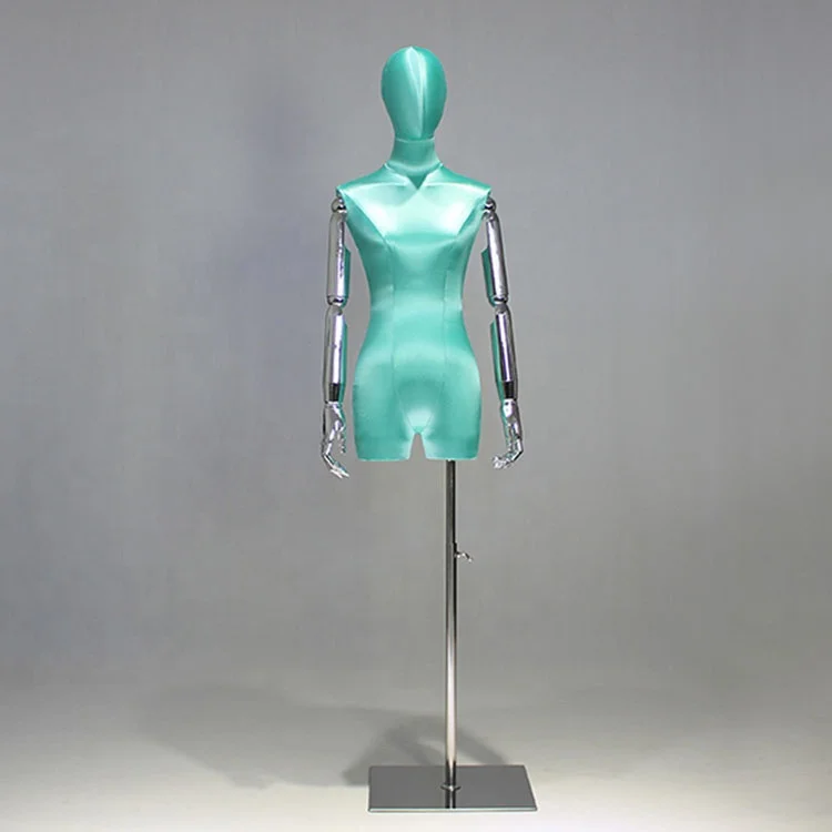 Fashion Woman Display Mannequins Female Fabric Mannequin Torso Adjustable Dress Form Dummy Half Body Mannequis With Base