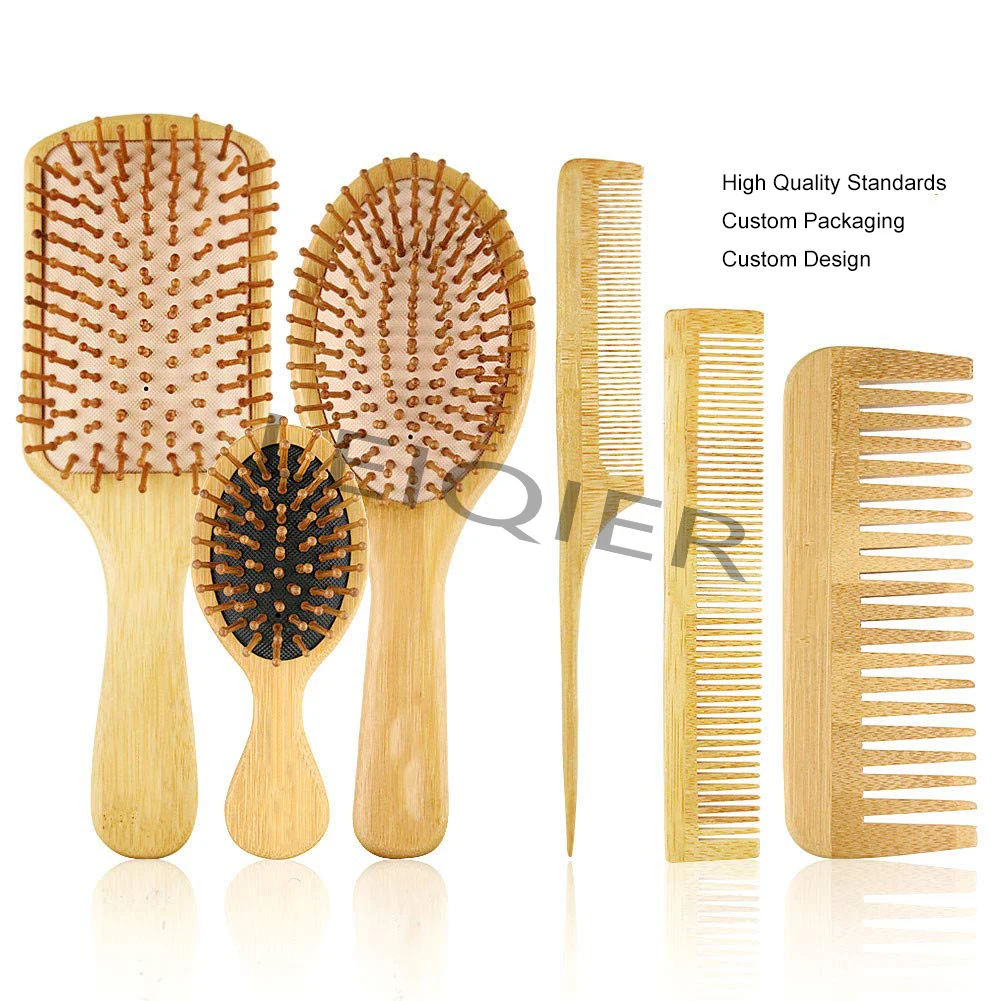 6 в 1 набор женских щеток для волос с бамбуковой щетиной