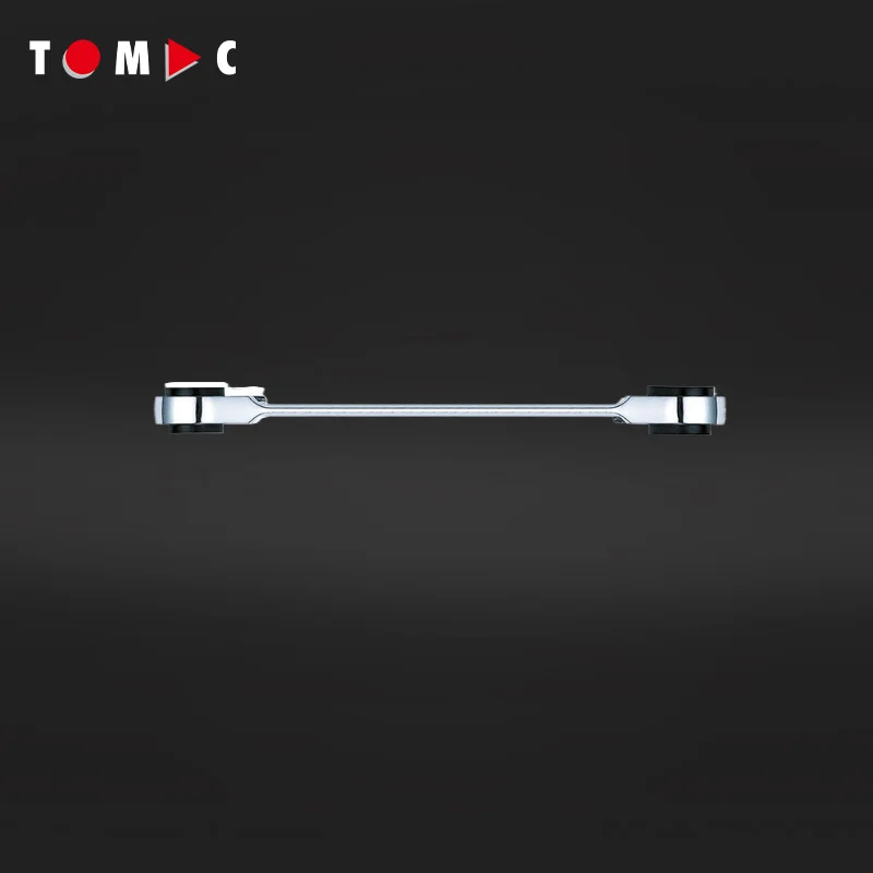 TOMAC 4-in-1 72T Double Box End (10-13-17-19 mm) Reversible Ratchet Wrench Set Socket Wrench Set