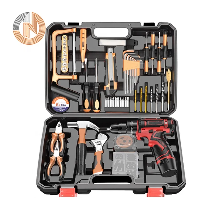 Professional Custom 100pcs Power Hand Tools Electric Hand Drill Household Auto Car Repairing Tool Kit Box Set