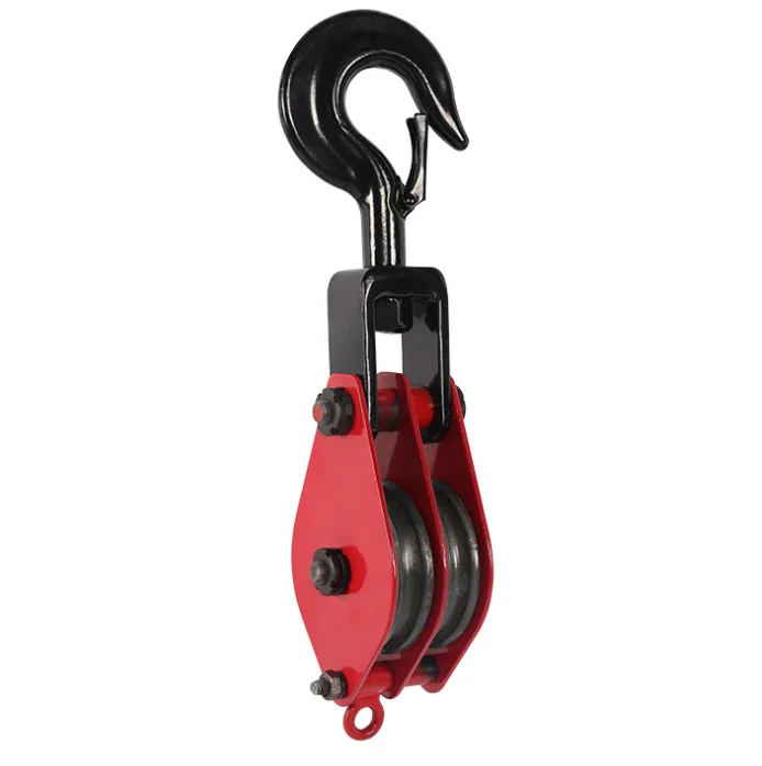 2021 hot sale Hook type Two wheel lifting tackle/3-wheel pulley block