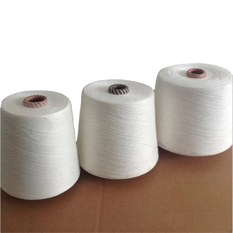Factory Direct 100% Polyester Core Spun Yarn  Poly Ploy 35/2 Raw White Yarn