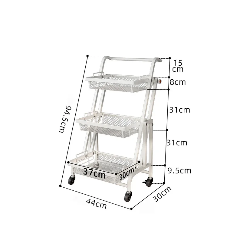 Installation free folding trolley kitchen crevice multi functional extendable vegetable and fruit rack bathroom storage