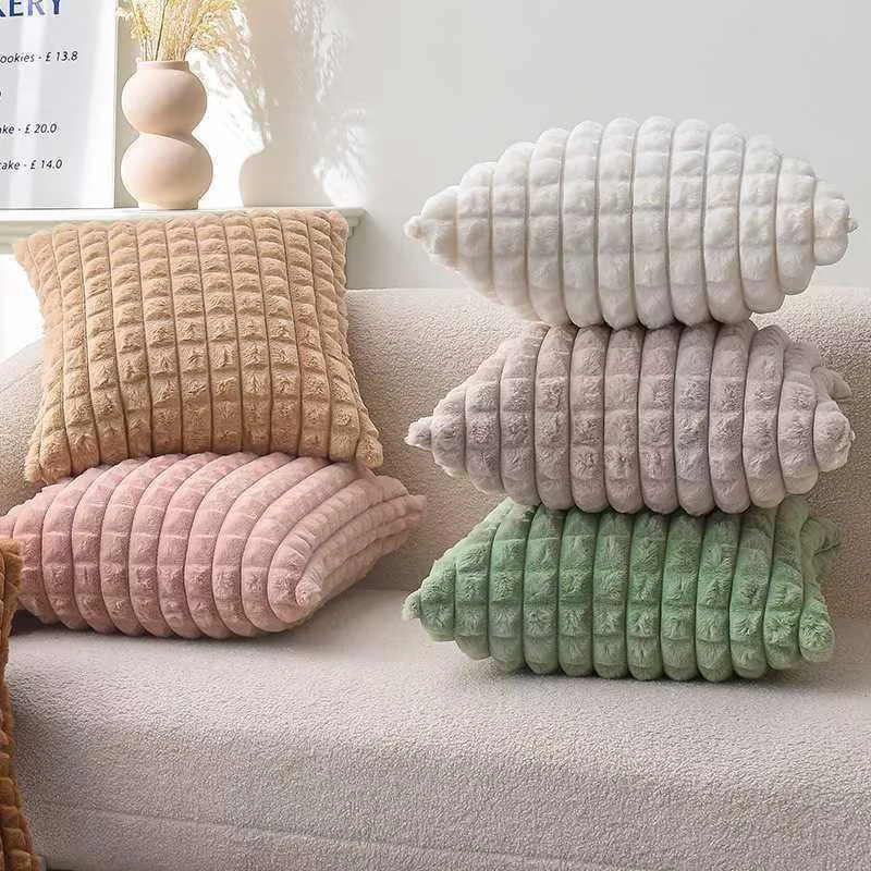 Роскошная богемная подушка из меха кролика 45*45 см квадратная декоративная для дивана или прикроватной подушки