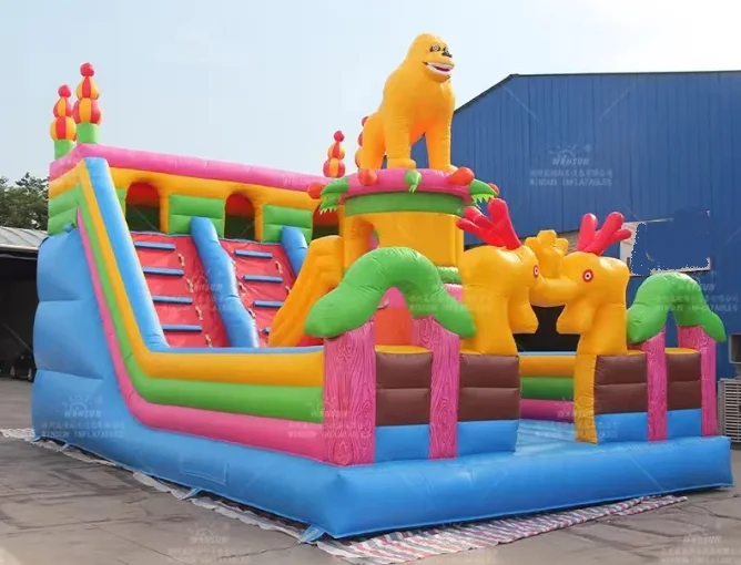 Inflatable lion jumpers fun dinosaur slider amusement park party rental equipment