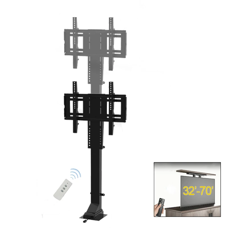 32-70inch Height Adjustable 1000mm Stroke Lifting up to Down Motorized Drop Down Cabinet Tv Lift Floor Stand Electric Tv Mount