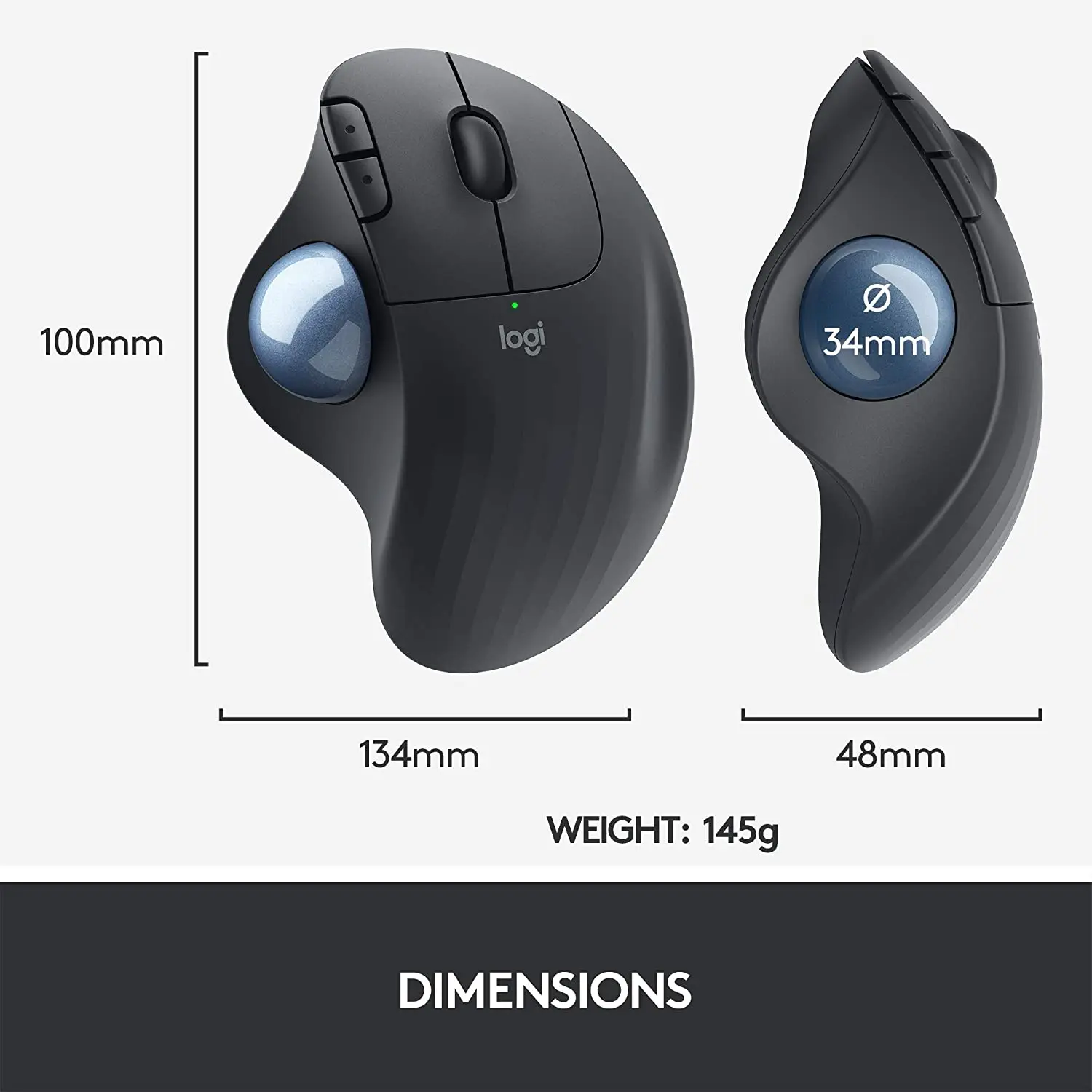 Беспроводная мышь Logitech ERGO M575 с трекболом легкое управление большим пальцем точность и плавное отслеживание Эргономичный